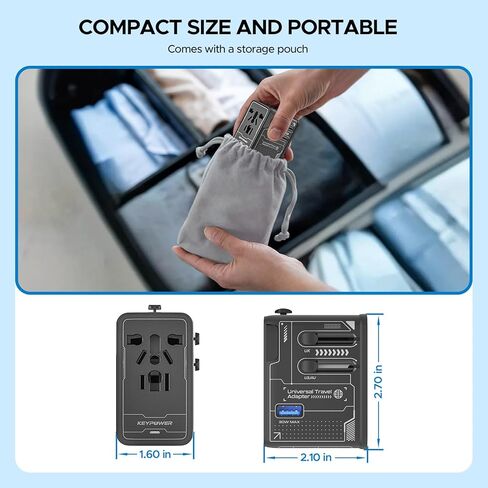 Universal Travel Adapter, 75W GaN International Power Adapter with 3 USB C and 1 USB A, All in One Travel Plug Adapter, Worldwide Outlet Wall Charger Converter for EU US UK AU 200+ Countries. in Kuwait