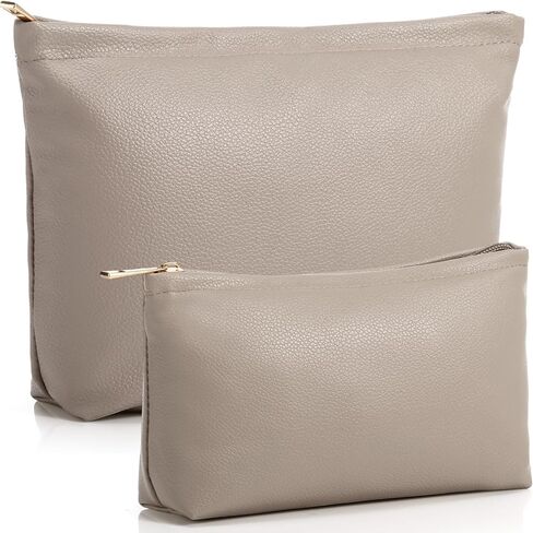 Kigeli 2 Pcs Small Makeup Bag Set for Purse PU Leather Cosmetic Bag Makeup Travel Toiletry Pouch Aesthetic Preppy Organizer Storage Pouch for Valentine Women Gift(Brown) in Saudi Arabia