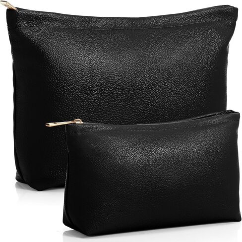 Kigeli 2 Pcs Small Makeup Bag Set for Purse PU Leather Cosmetic Bag Makeup Travel Toiletry Pouch Aesthetic Preppy Organizer Storage Pouch for Valentine Women Gift(Brown) in Saudi Arabia