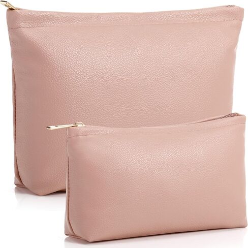 Kigeli 2 Pcs Small Makeup Bag Set for Purse PU Leather Cosmetic Bag Makeup Travel Toiletry Pouch Aesthetic Preppy Organizer Storage Pouch for Valentine Women Gift(Brown) in Saudi Arabia