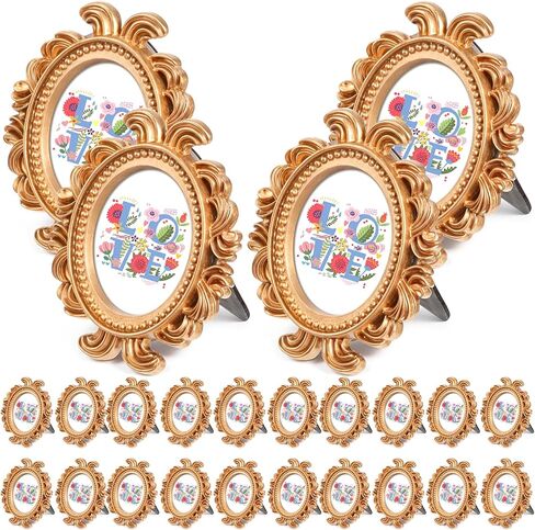 24 قطعة 2 × 3 بوصة إطار صورة صغير من الراتنج مع حامل لعرض جدار الطاولة، إطار صورة صغير من الراتنج العتيق الباروكي لحفلات الزفاف وأعياد الميلاد وديكور المنزل الفيكتوري in Kuwait