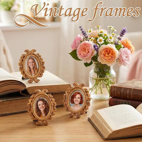 24 قطعة 2 × 3 بوصة إطار صورة صغير من الراتنج مع حامل لعرض جدار الطاولة، إطار صورة صغير من الراتنج العتيق الباروكي لحفلات الزفاف وأعياد الميلاد وديكور المنزل الفيكتوري in Kuwait