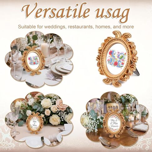 24 قطعة 2 × 3 بوصة إطار صورة صغير من الراتنج مع حامل لعرض جدار الطاولة، إطار صورة صغير من الراتنج العتيق الباروكي لحفلات الزفاف وأعياد الميلاد وديكور المنزل الفيكتوري in Kuwait
