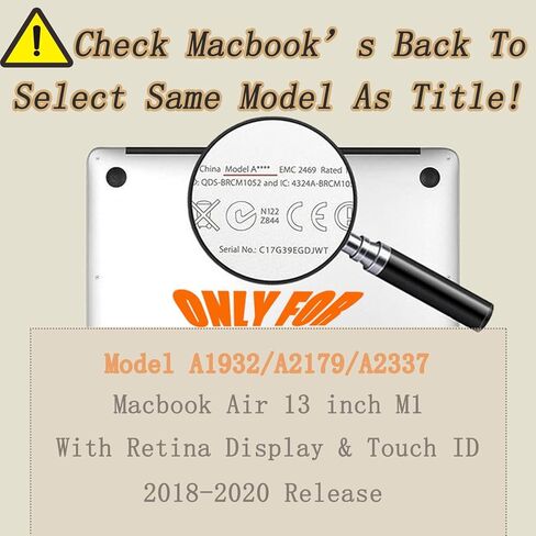 حافظة صلبة متوافقة مع حافظة MacBook Air 13 بوصة الجديدة 2020 2019 2018، موديل A2337 M1 A2179 A1932 مع شاشة Retina ومعرف اللمس، غطاء حافظة من البلاستيك الصلب غير اللامع - غريب in Kuwait