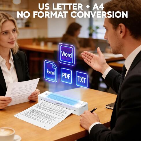 Portable Wireless Inkless Printer for Home Travel, M9 Small Bluetooth Thermal Printer Support 8.5" X 11" Letter & A4 Thermal Paper, Compatible with Phone, PC for School, Office, with 10 Paper in Saudi Arabia