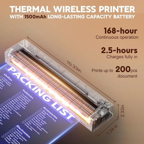 Portable Wireless Inkless Printer for Home Travel, M9 Small Bluetooth Thermal Printer Support 8.5" X 11" Letter & A4 Thermal Paper, Compatible with Phone, PC for School, Office, with 10 Paper in Saudi Arabia