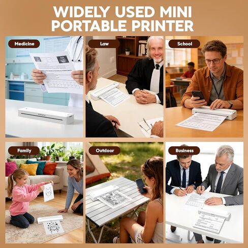 Portable Wireless Inkless Printer for Home Travel, M9 Small Bluetooth Thermal Printer Support 8.5" X 11" Letter & A4 Thermal Paper, Compatible with Phone, PC for School, Office, with 10 Paper in Saudi Arabia