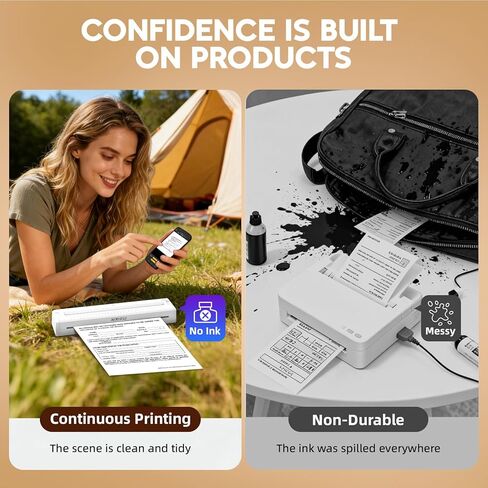 Portable Wireless Inkless Printer for Home Travel, M9 Small Bluetooth Thermal Printer Support 8.5" X 11" Letter & A4 Thermal Paper, Compatible with Phone, PC for School, Office, with 10 Paper in Saudi Arabia