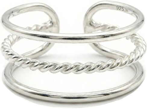 925 Sterling Silver Triple Band Toe Ring/Knuckle Ring | Small Adjustable Elegant Dainty Ring Handmade by MiYa Jewelry Creations in Kuwait