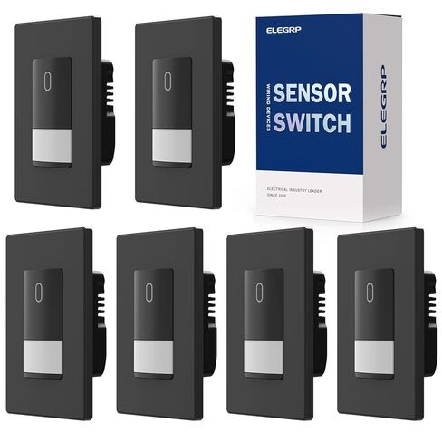 ELEGRP Occupancy Motion Sensor Light Switch, PIR Infrared Motion Activated Wall Switch, No Neutral Wire, Single Pole for CFL/LED/Incandescent Bulb, with Wall Plate, UL Listed (10 Pack, Matte White) in Saudi Arabia