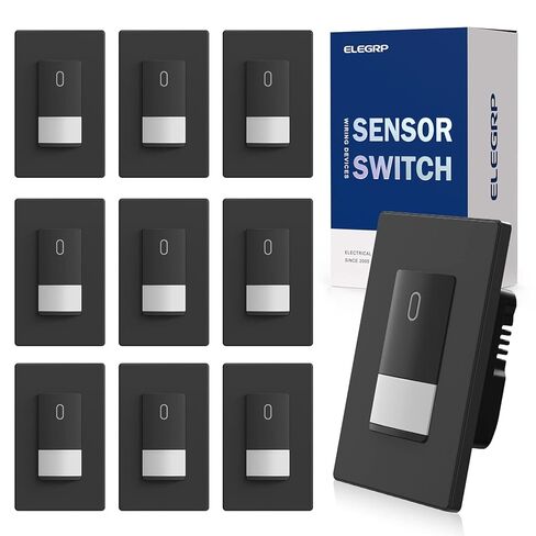 ELEGRP Occupancy Motion Sensor Light Switch, PIR Infrared Motion Activated Wall Switch, No Neutral Wire, Single Pole for CFL/LED/Incandescent Bulb, with Wall Plate, UL Listed (10 Pack, Matte White) in Saudi Arabia