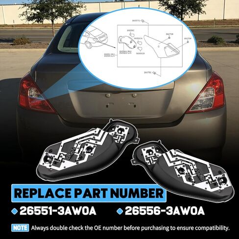 2 قطعة لوحة مقبس لمبة الإضاءة الخلفية لنيسان فيرسا 4 أبواب سيدان 2012-2019 للسائق الأيسر والجانب الأيمن للركاب مجموعة حامل الضوء الخلفي تحل محل 26551-3AW0A 26556-3AW0A in Kuwait