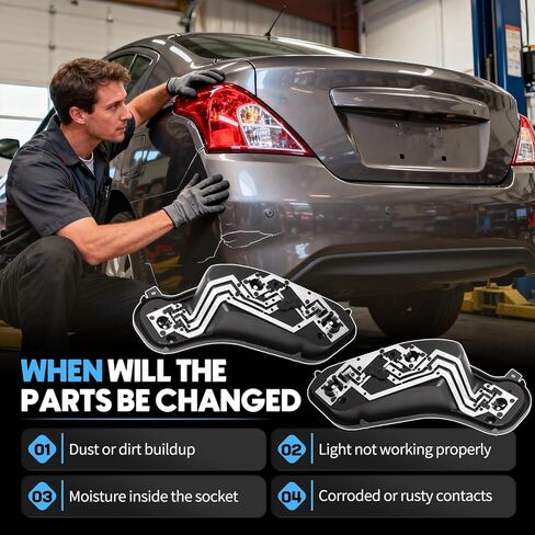 2 قطعة لوحة مقبس لمبة الإضاءة الخلفية لنيسان فيرسا 4 أبواب سيدان 2012-2019 للسائق الأيسر والجانب الأيمن للركاب مجموعة حامل الضوء الخلفي تحل محل 26551-3AW0A 26556-3AW0A in Kuwait