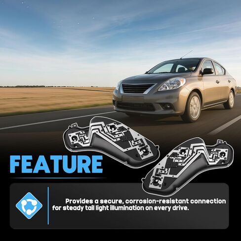 2 قطعة لوحة مقبس لمبة الإضاءة الخلفية لنيسان فيرسا 4 أبواب سيدان 2012-2019 للسائق الأيسر والجانب الأيمن للركاب مجموعة حامل الضوء الخلفي تحل محل 26551-3AW0A 26556-3AW0A in Kuwait