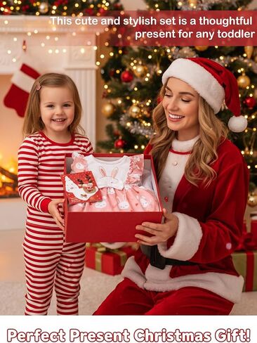 Pink Bunny Dress for Baby Girl - Newborn Ruffle Skirt Bow Long Sleeve Outfits Spring Birthday Easter Rabbit Clothes in Kuwait