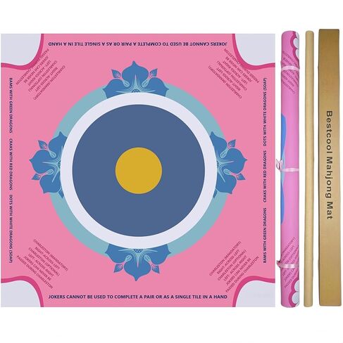 bestcool 2025 Neoprene Mahjong Mat with Rules for Table, Odorless, Free of PAHs, No Creases American Mahjong Mat with Instructions, Anti-Slip, Noise Reduction Mahjong Gift (Flower-A, 33in*33in) in Saudi Arabia