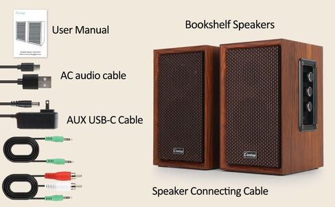 40 واط مكبرات صوت كمبيوتر ، مكبرات صوت داعمة 2.0 AC تعمل بالكمبيوتر الشخصي مع صوت باس قوي ، 7.28 "× 2 AC مكبرات الصوت AUX /Bluetooth مع مدخلات USB لمكبر صوت DSP متعدد الوسائط ، مكبر صوت خشبي للكمبيوتر المحمول ، الكمبيوتر المحمول ، الكمبيوتر المحمول in Kuwait