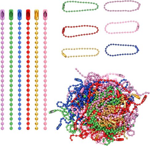 60 Pcs Ball Bead Chain, 4.72 Inch Dog Tag Chain, Stainless Steel Ball Chain Keychain and Connector Clasp, Mulit Color Ball Bead Chain Bulk for Jewelry Making Key Rings Crafts DIY Hanging Decoration in Kuwait