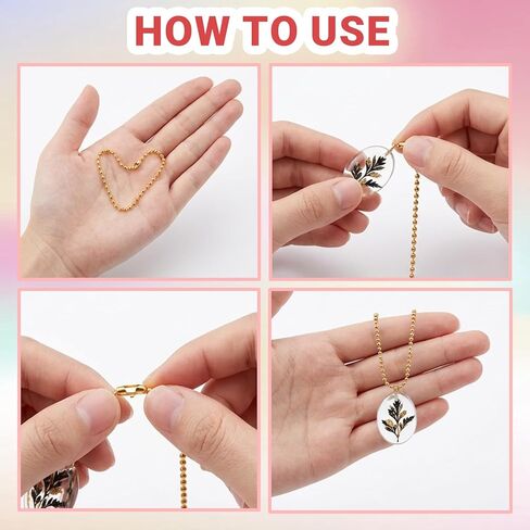 60 Pcs Ball Bead Chain, 4.72 Inch Dog Tag Chain, Stainless Steel Ball Chain Keychain and Connector Clasp, Mulit Color Ball Bead Chain Bulk for Jewelry Making Key Rings Crafts DIY Hanging Decoration in Kuwait