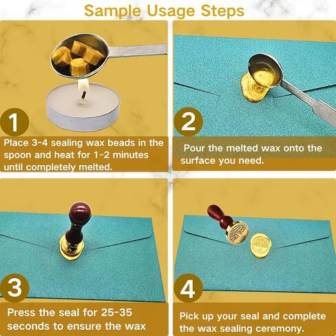 طقم خرز ختم الشمع الذهبي الملكي من xxxHOLIC - 400 خرزة، ملعقة من الفولاذ المقاوم للصدأ، 4 شموع | مجموعة المبتدئين للرسائل والدعوات والهدايا والحرف اليدوية in Kuwait
