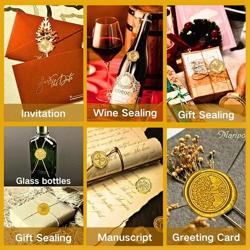 طقم خرز ختم الشمع الذهبي الملكي من xxxHOLIC - 400 خرزة، ملعقة من الفولاذ المقاوم للصدأ، 4 شموع | مجموعة المبتدئين للرسائل والدعوات والهدايا والحرف اليدوية in Kuwait