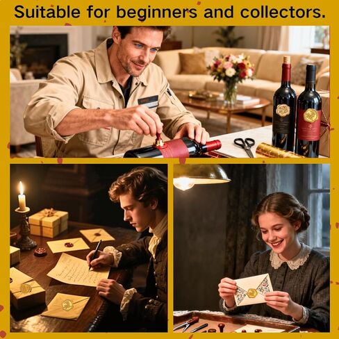 طقم خرز ختم الشمع الذهبي الملكي من xxxHOLIC - 400 خرزة، ملعقة من الفولاذ المقاوم للصدأ، 4 شموع | مجموعة المبتدئين للرسائل والدعوات والهدايا والحرف اليدوية in Kuwait