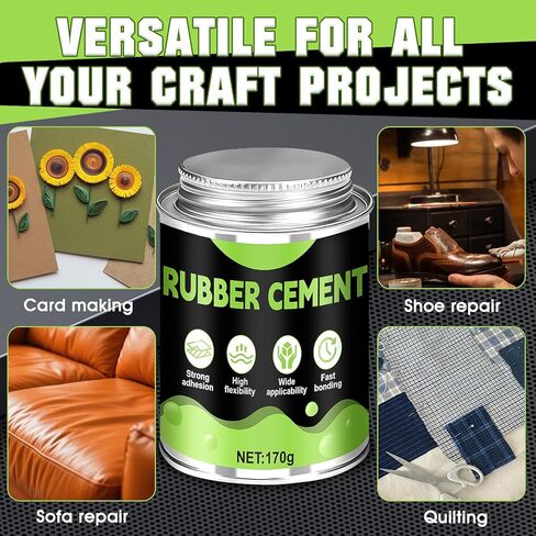 JAOJAO غراء أسمنتي مطاطي مع فرشاة، ورق أسمنتي 6 أونصة لاصق قوي للتجفيف الشفاف للورق والجلود والنسيج وسجل القصاصات والحرف اليدوية والمشروعات الفنية والحرفية in Kuwait