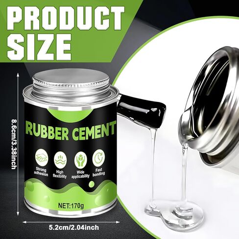 JAOJAO غراء أسمنتي مطاطي مع فرشاة، ورق أسمنتي 6 أونصة لاصق قوي للتجفيف الشفاف للورق والجلود والنسيج وسجل القصاصات والحرف اليدوية والمشروعات الفنية والحرفية in Kuwait