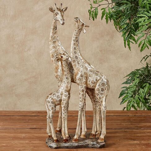 Touch of Class Adoring Giraffes Table Sculpture - Resin - Gold, Tan, Brown - African Safari Collectible for Bedroom, Living Room, Office, Nursery, Mantel, Book Shelf, Foyer in Saudi Arabia