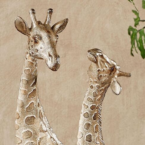 Touch of Class Adoring Giraffes Table Sculpture - Resin - Gold, Tan, Brown - African Safari Collectible for Bedroom, Living Room, Office, Nursery, Mantel, Book Shelf, Foyer in Saudi Arabia