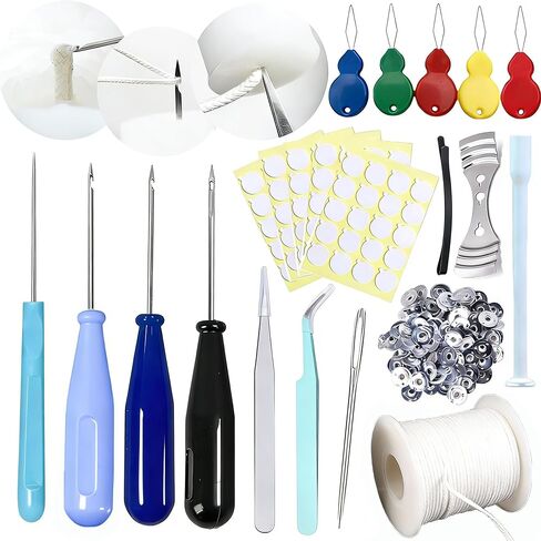 13PCS Mold Punch Needle with Hook & Eye,Candle Wick Inserting Tool for Molds Large-Eye Needle for Candle Silicone Molds,Candle Wick Roll 200 Ft 24 Wick Spool(2 Style),Threader,Candle Wick Holders in Saudi Arabia