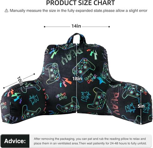 وسادة راحة الظهر للأطفال من Aimuan للألعاب والقراءة ومشاهدة التلفاز، وسادة مسند ظهر إسفينية مع دعم ظهر للأذرع للجلوس في السرير، وسادة نوم مائلة (أسود اللاعب) in Kuwait