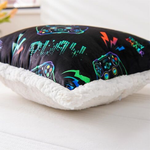 وسادة راحة الظهر للأطفال من Aimuan للألعاب والقراءة ومشاهدة التلفاز، وسادة مسند ظهر إسفينية مع دعم ظهر للأذرع للجلوس في السرير، وسادة نوم مائلة (أسود اللاعب) in Kuwait