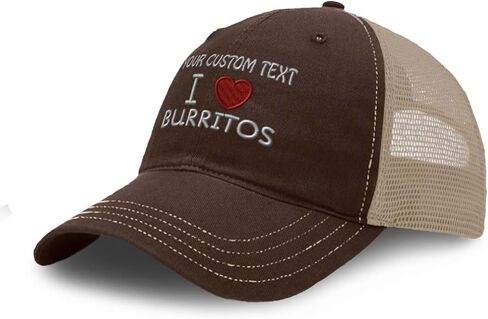 قبعة شبكية ناعمة مخصصة من ريتشاردسون مطرزة بشعار I Love Burritos قبعات سائقي الشاحنات للرجال والنساء in Kuwait