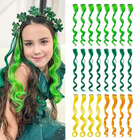 Dreamlover Colored Hair Extensions for Kids, Hair Accessories for Girls, Crazy Hair Day Accessories, 24 Pieces in Kuwait