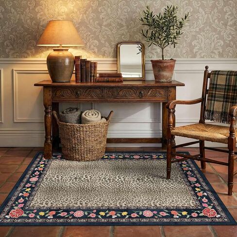 3x5 Entryway Area Rugs, Vintage Cheetah Washable Cute Rugs for Bedroom,Classroom,Nursery Kids Rug,Non-Slip Small Throw Rug Indoor Entry Door Mat for Dorm,Kitchen,Laundry,Bathroom in Saudi Arabia