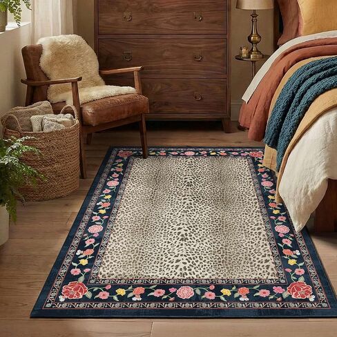 3x5 Entryway Area Rugs, Vintage Cheetah Washable Cute Rugs for Bedroom,Classroom,Nursery Kids Rug,Non-Slip Small Throw Rug Indoor Entry Door Mat for Dorm,Kitchen,Laundry,Bathroom in Saudi Arabia