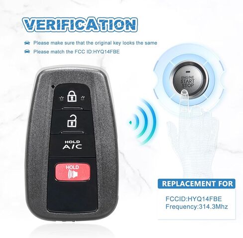 استبدال مفتاح فوب متوافق مع تويوتا بريوس برايم 2017 2018 2019 2020 مفتاح السيارة الذكي دخول بدون مفتاح التحكم عن بعد HYQ14FBE 4 زر in Kuwait