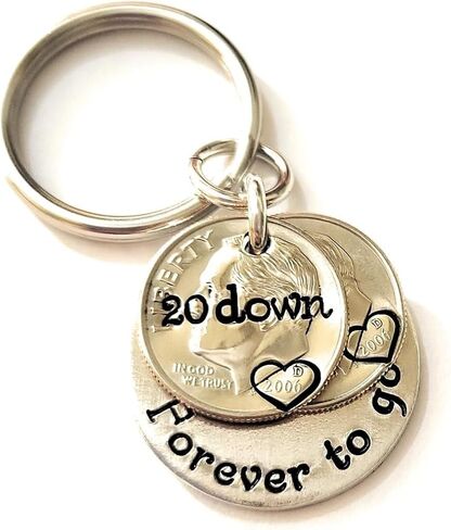 20th Anniversary Gift 20 Down Forever To Go with Two 2003 Dimes on One Keychain for Him or Her in Saudi Arabia