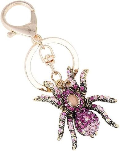 Bling Crystal Spider Keychain for Men Women, Alloy Personality Female Bag Key Chain Rhinestone Spider Key Ring for Car Keys Decoration (Pink) in Kuwait