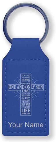 LaserGram Rectangle Keychain, Bible Verse John 3-16, Personalized Engraving Included in Saudi Arabia