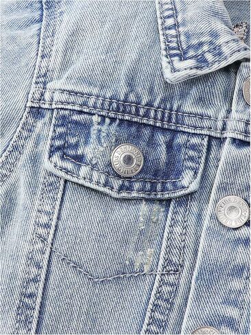 Girl's Cute Floral Butterfly Embroidery Denim Jacket Long Sleeve Button Down Collared Jeans Jackets Outerwear in Saudi Arabia