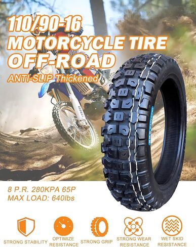 Tire 110/90-16 8PR 65P Front/Rear Motorcycle Knobby Tire Heavy Duty Compatible with 110/90-16 Off Road Pit Bike/Motorcycle in Saudi Arabia
