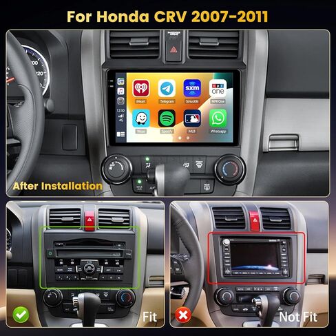 Fuluku【2+64GB】 for Honda CRV 2007-2011 Android 13 Carplay Stereo with Wireless Carplay Android Auto, 9'' Touch Screen Car Radio GPS WiFi, Bluetooth SWC Mic Backup Camera Mirror Link FM RDS in Kuwait