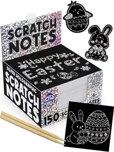 PURPLE LADYBUG 150 Rainbow Scratch Art Mini Notes - Easter Basket Stuffers for Kids, Arts and Crafts Supplies Kids Activities for Summer, Wedding, Birthday Party Games, Camping Teen Gifts in Kuwait