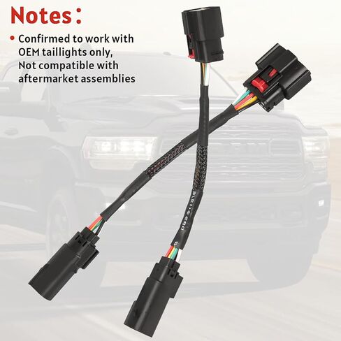 مجموعة أسلاك تحويل محول الضوء الخلفي من الجيل الخامس من الهالوجين إلى LED لـ Ram 2500 3500، 2019-2024 ترقية مصباح ذيل الشاحنة الثقيلة (جانب السائق والراكب، لا يناسب ما بعد البيع) in Kuwait