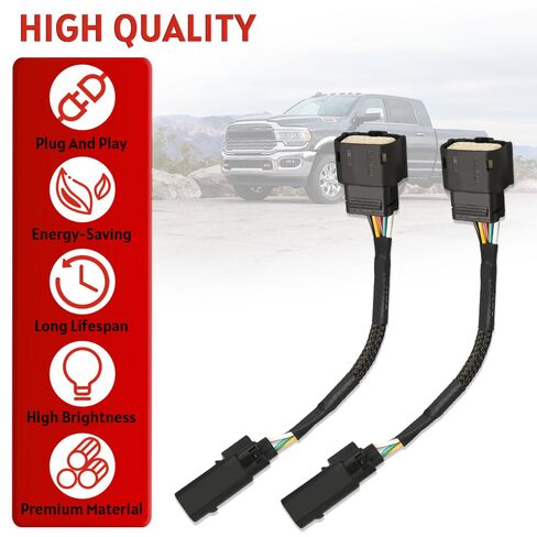 مجموعة أسلاك تحويل محول الضوء الخلفي من الجيل الخامس من الهالوجين إلى LED لـ Ram 2500 3500، 2019-2024 ترقية مصباح ذيل الشاحنة الثقيلة (جانب السائق والراكب، لا يناسب ما بعد البيع) in Kuwait