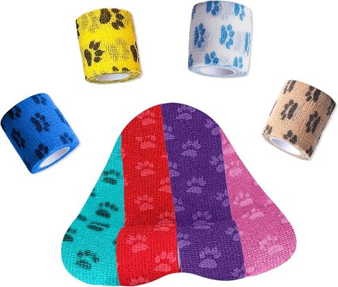 Self Adhesive Bandage Wrap - Vet Wrap for Dogs No Chew - Medical Cohesive Bandage Wrap for Wound Care, Paw Care, First Aid, Vet Tape for Pet Horses Cat Birds (2 Inch, 8 Rolls, 8 Colors) in Saudi Arabia
