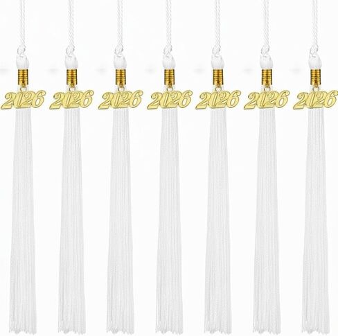 8 Pieces Graduation Tassel Graduation Cap Tassel with 2025 Year Charm for Graduation Parties, 9.4 Inches(White) in Kuwait