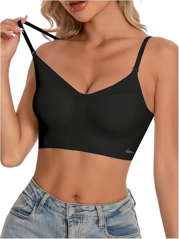 OYOANGLE Women's Seamless Backless Low Back Bralette Wireless Strappy Open Back Multiway Bras in Saudi Arabia